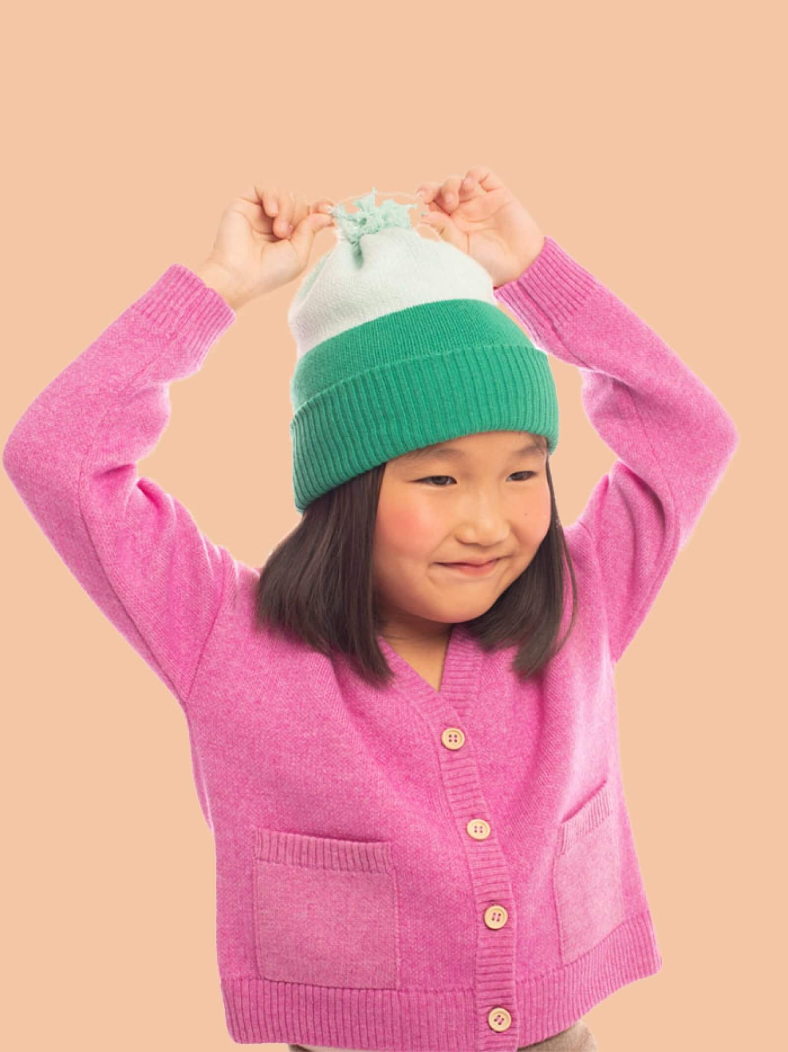 Wool blend cardigan for kids - back view | Avant Cashmere