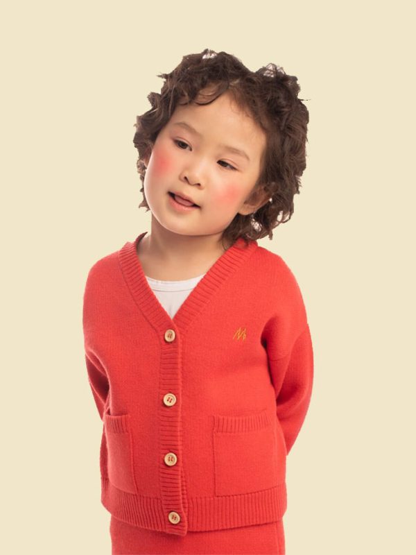 Wool blend cardigan for kids - front view | Avant Cashmere