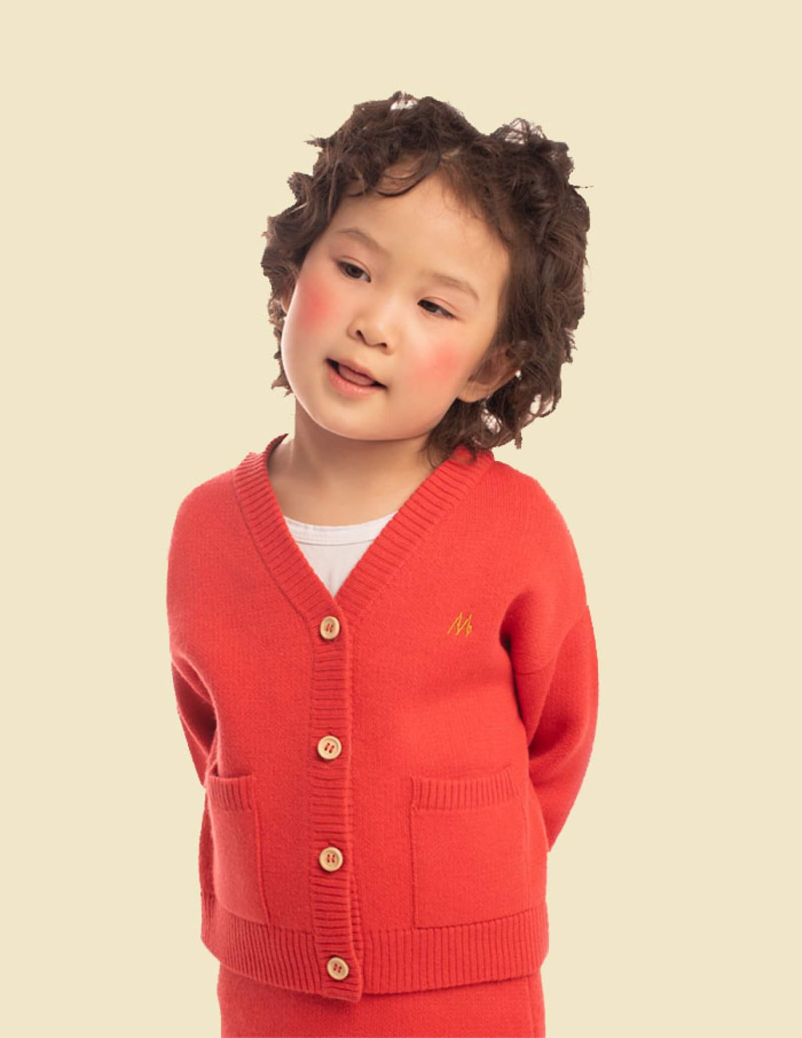 Wool blend cardigan for kids - front view | Avant Cashmere