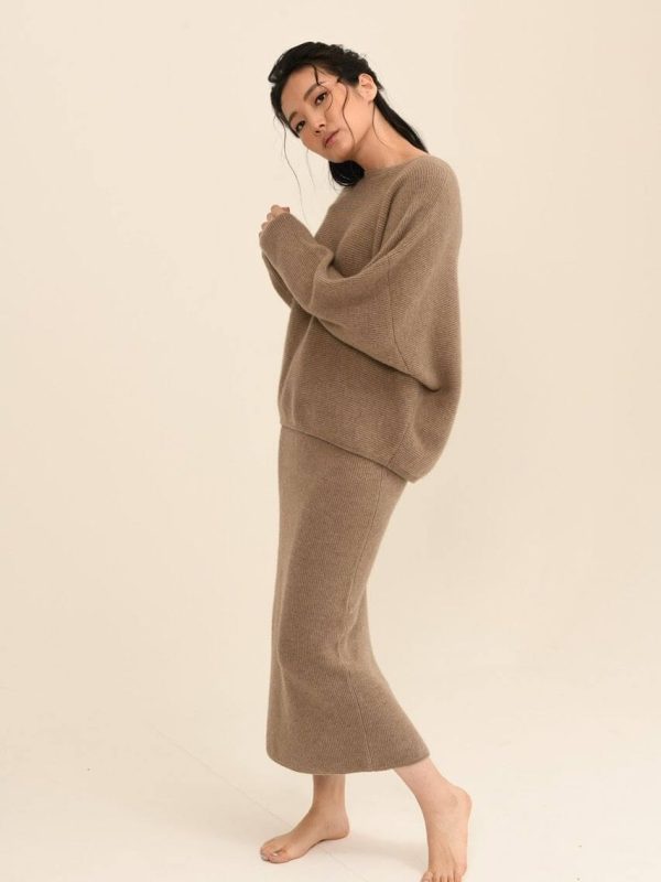 Striped wool blend skirt for women - back view | Avant Cashmere