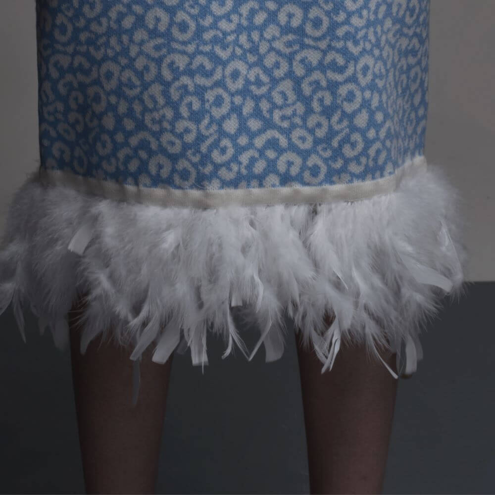 Leopard pattern wool blend skirt for women - back view | Avant Cashmere