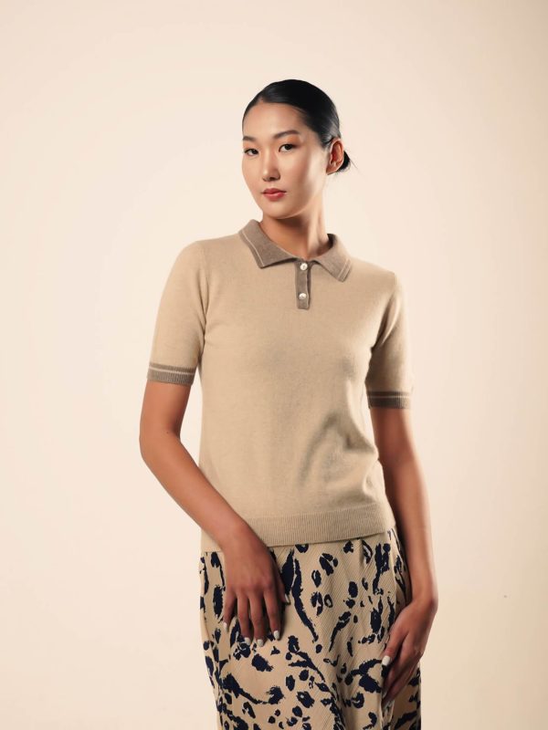 Striped 100% Mongolian cashmere t-shirt | Avant Cashmere