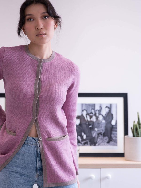 Jacquard wool blend jacket - detail view | Avant Cashmere
