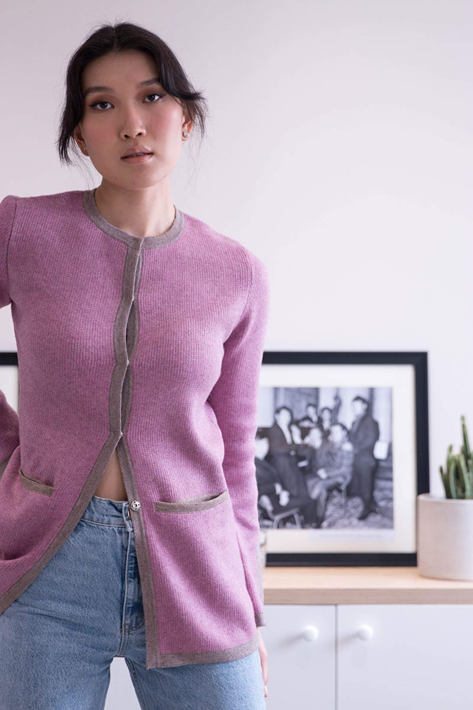 Jacquard wool blend jacket - detail view | Avant Cashmere