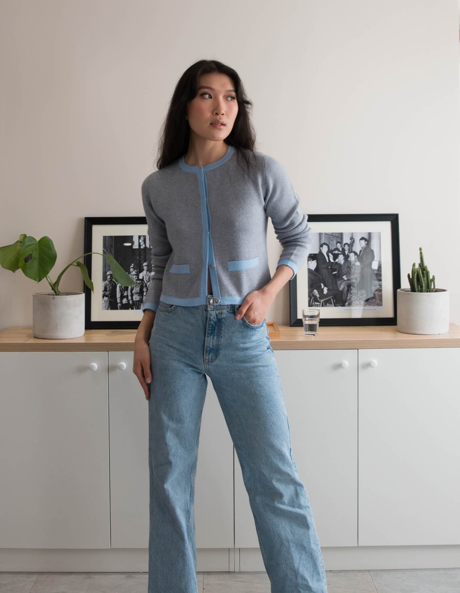 Jacquard wool blend jacket for women - detail view | Avant Cashmere