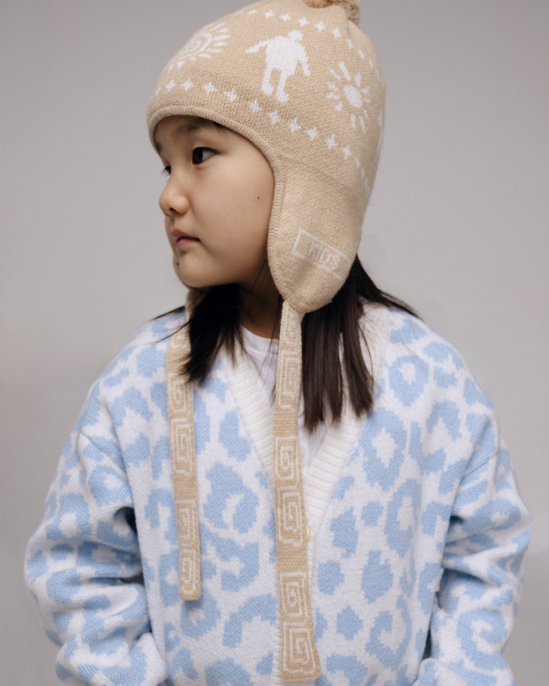Aztec pattern wool blend hat for kids - packaging | Avant Cashmere