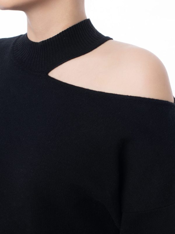 Cotton knitted shoulderless sweater - Image 4