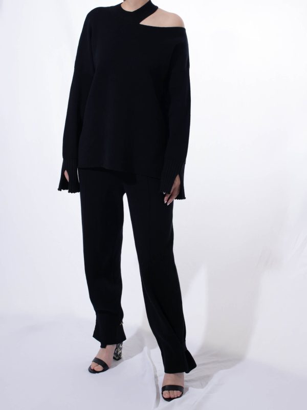 Cotton knitted shoulderless sweater - Image 5