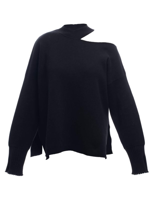 Cotton knitted shoulderless sweater - Image 2