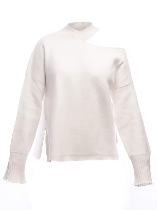Cotton knitted shoulderless sweater - Image 3