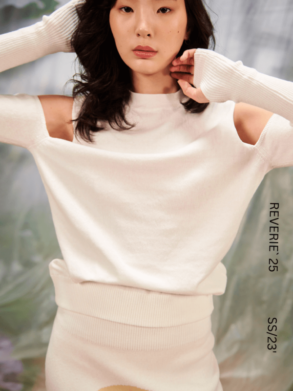 Cotton shoulderless sweater - Image 1