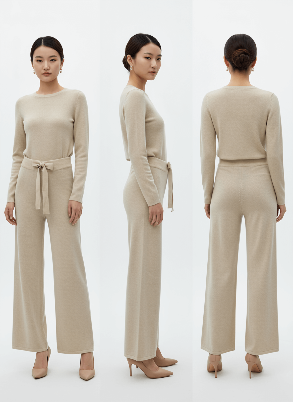 Wool blend trousers for women - back view | Avant Cashmere