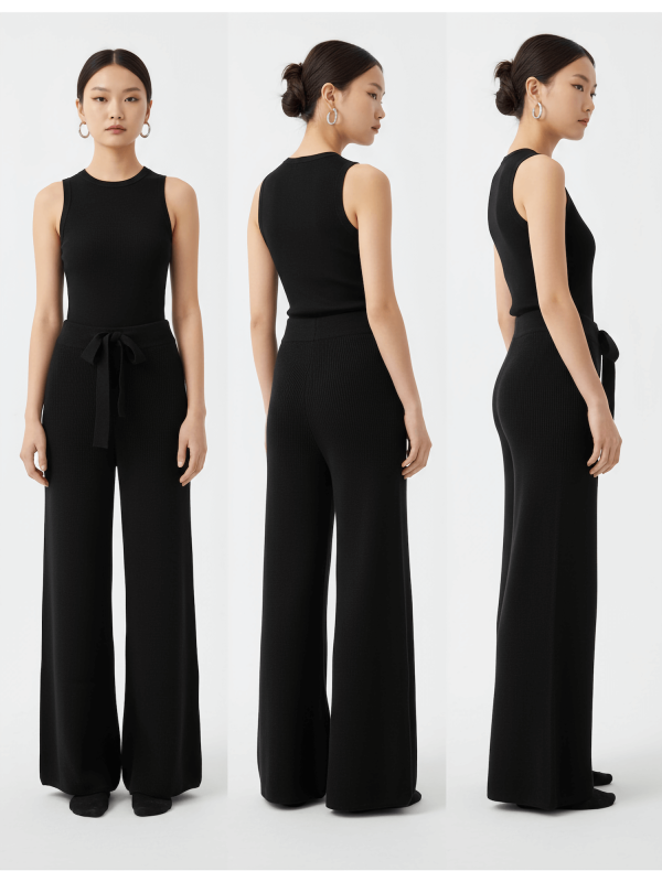 Wide leg pants with stripes - Image 1