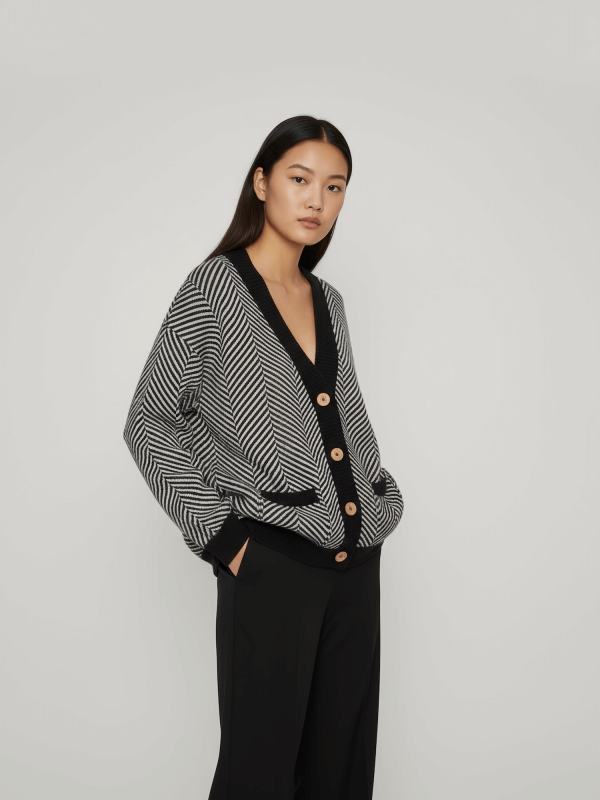 Jacquard cardigan /striped/ - Image 1