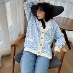 Leopard pattern wool blend cardigan for women - detail view | Avant Cashmere