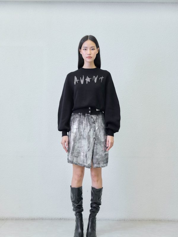 Mini skirt / full foil / - back view | Avant Cashmere