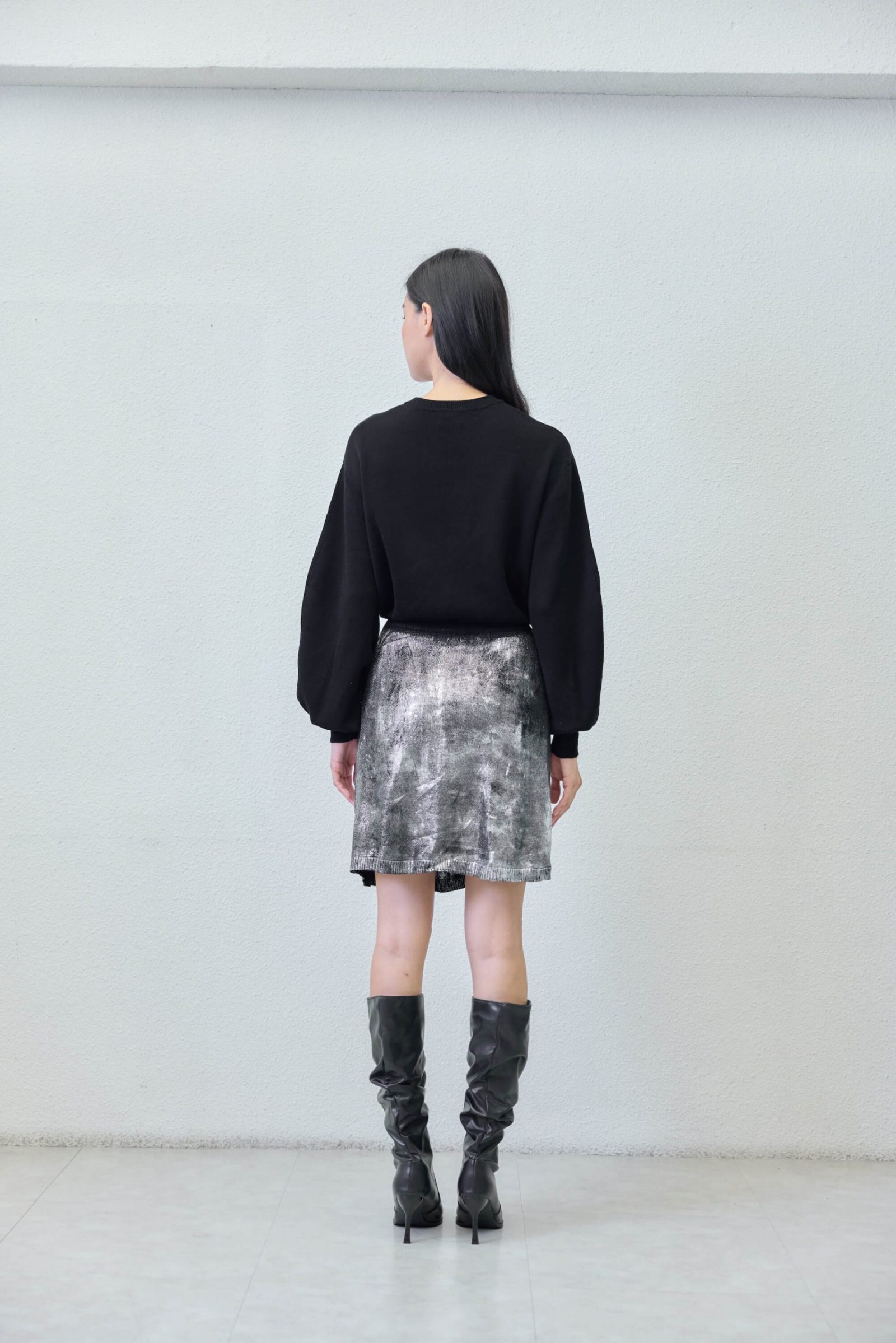 Mini skirt / full foil / - detail view | Avant Cashmere