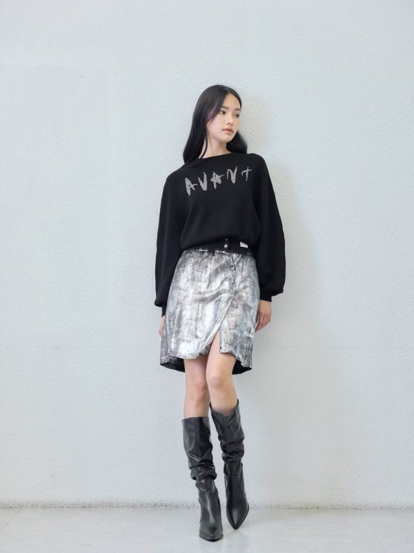 Mini skirt / full foil / - front view | Avant Cashmere