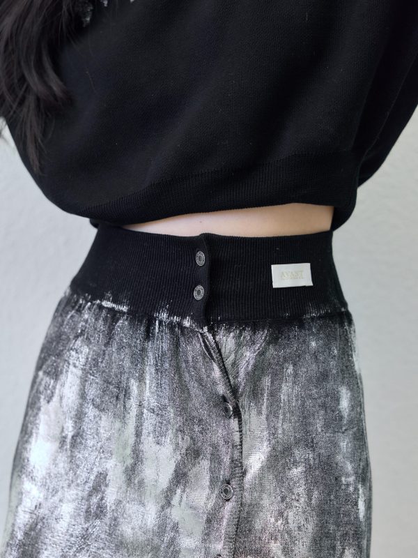 Mini skirt / full foil / - side view | Avant Cashmere