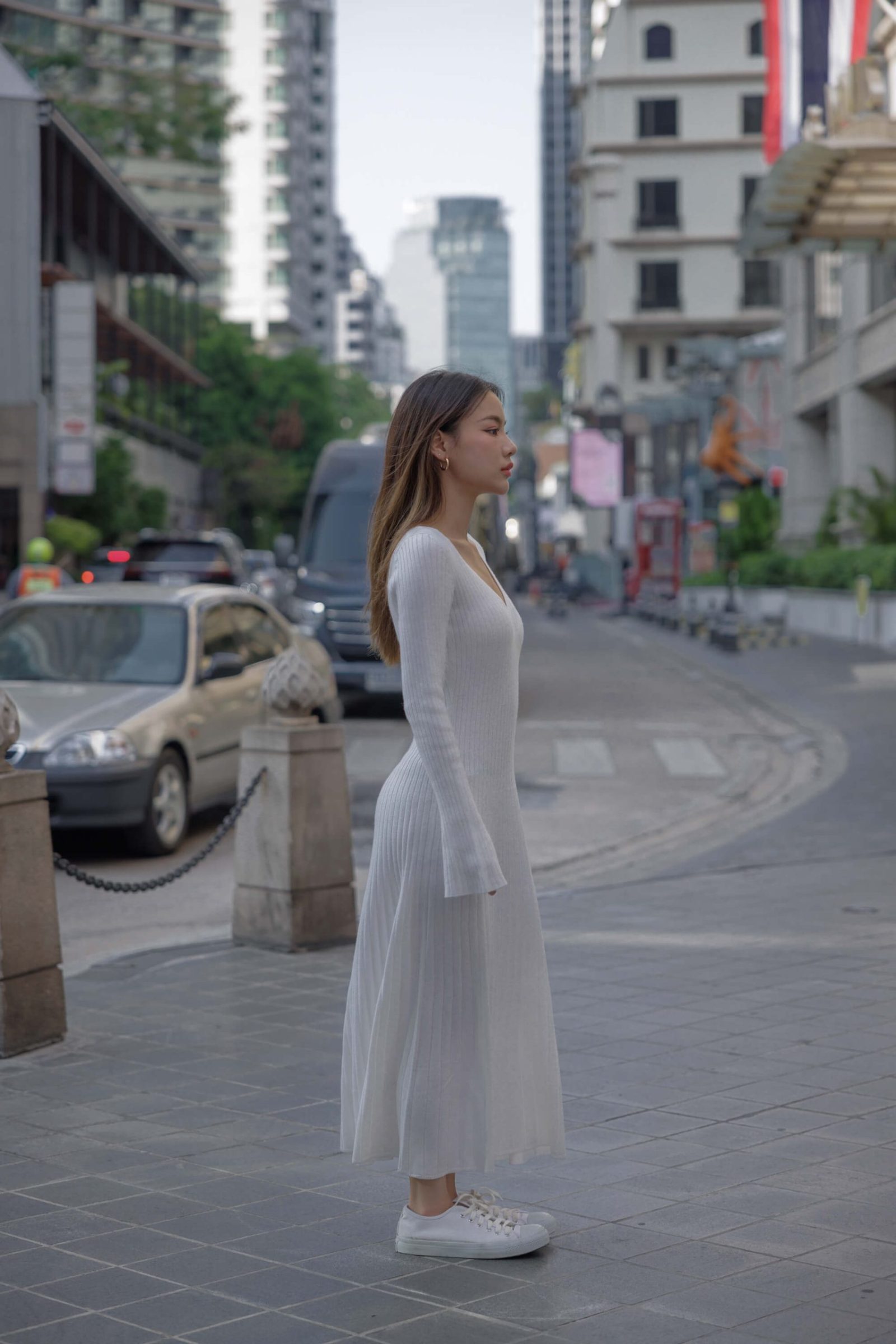 Wool blend dress for women - side view | Avant Cashmere