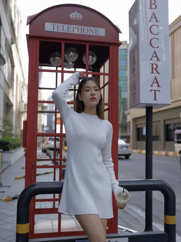 Wool blend dress for women - back view | Avant Cashmere