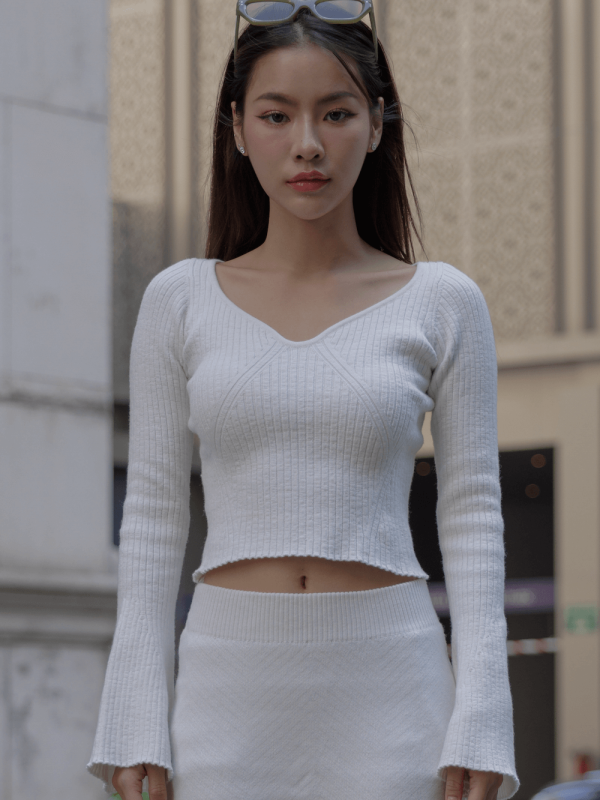 Wool blend top for women - back view | Avant Cashmere