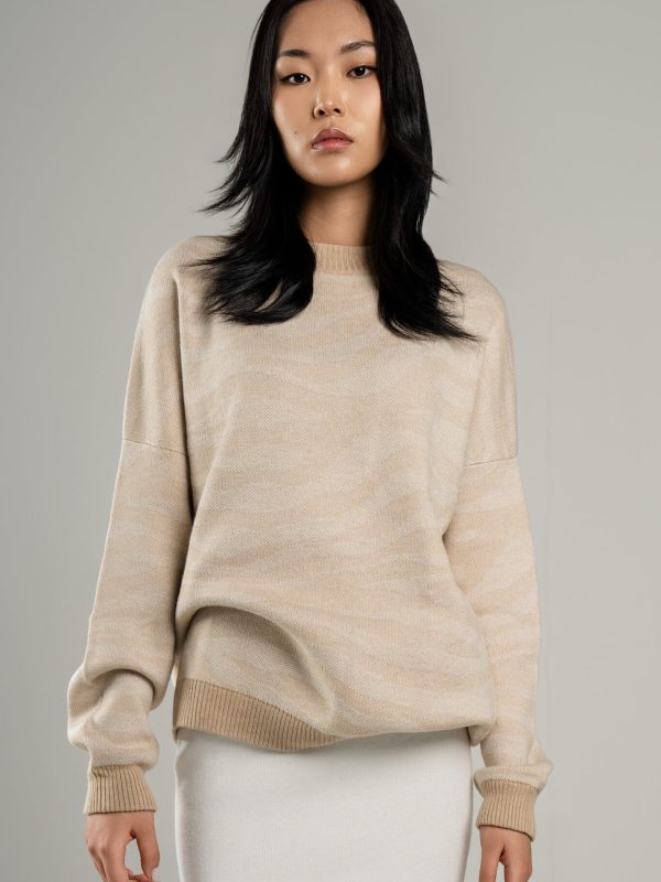 Jacquard wool blend top for women - back view | Avant Cashmere