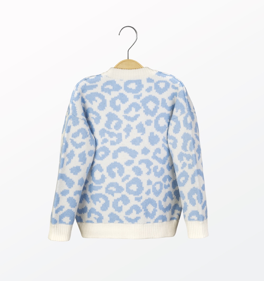 Leopard pattern wool blend cardigan for kids - styled look | Avant Cashmere
