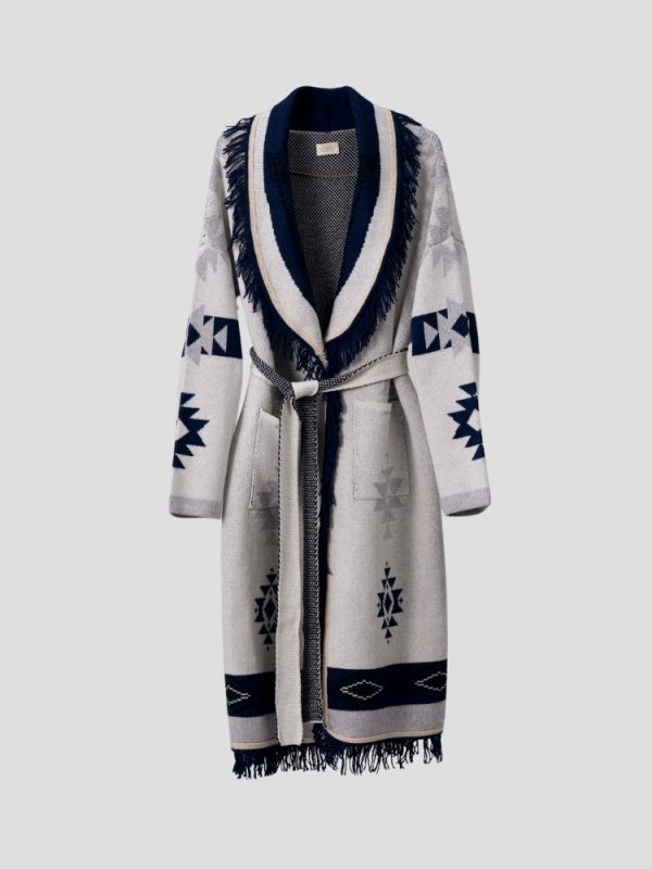 Aztec Pattern Long Cardigan - Robe Cardigan - Image 3