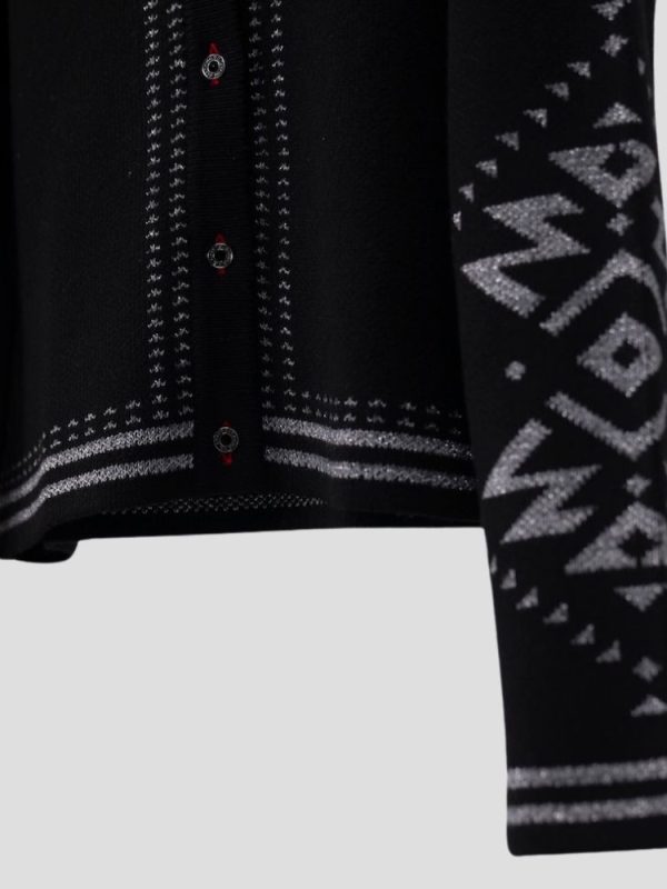 Black button-up cardigan with Aztec pattern - Image 7