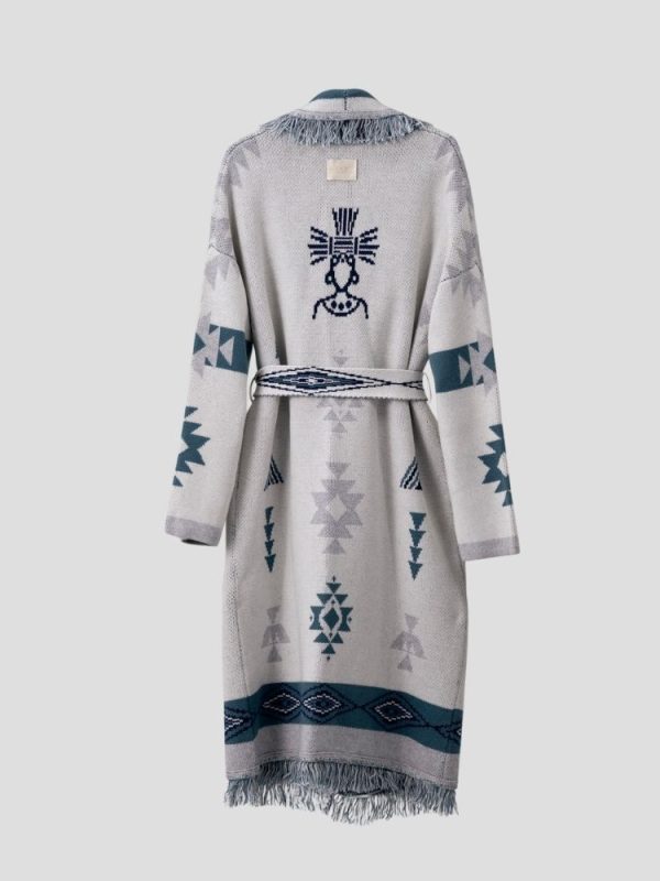 Aztec Pattern Long Cardigan - Robe Cardigan - Image 4