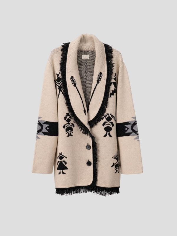 Tribal wool blend jacket with ancient Aztec motifs - Image 2