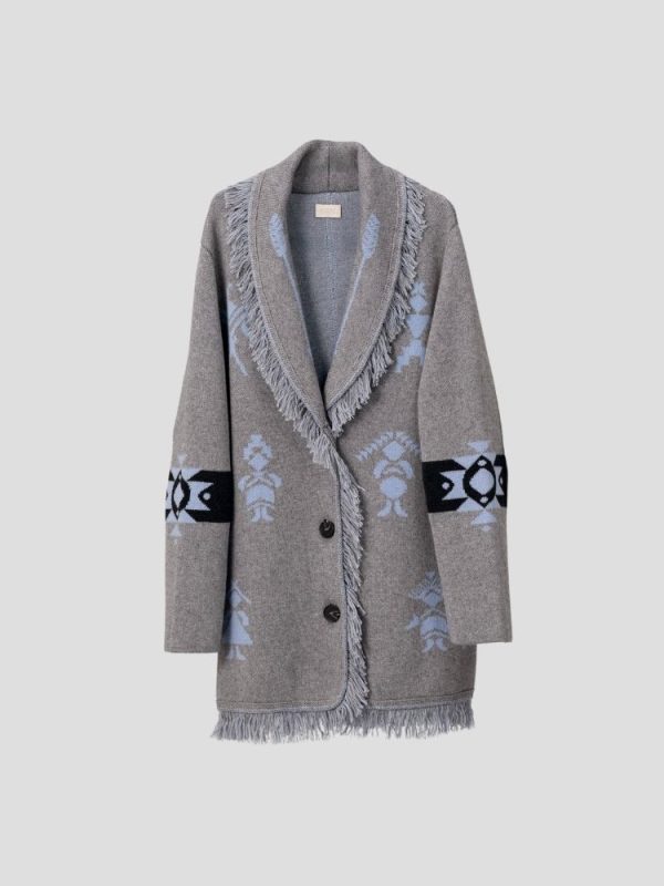 Tribal wool blend jacket with ancient Aztec motifs - Image 1