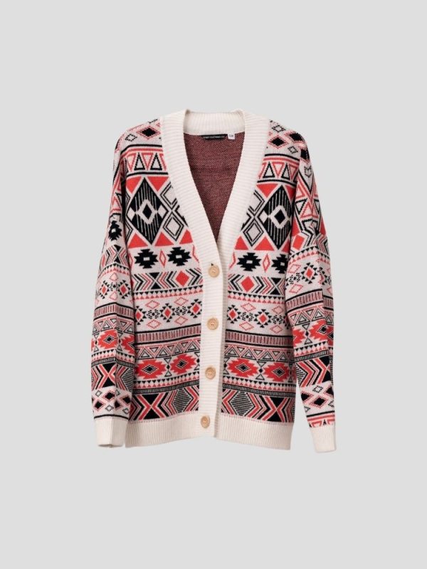 Геометр хээтэй 3 өнгийн кардиган /tribal geometric pattern cardigan/ - Image 1
