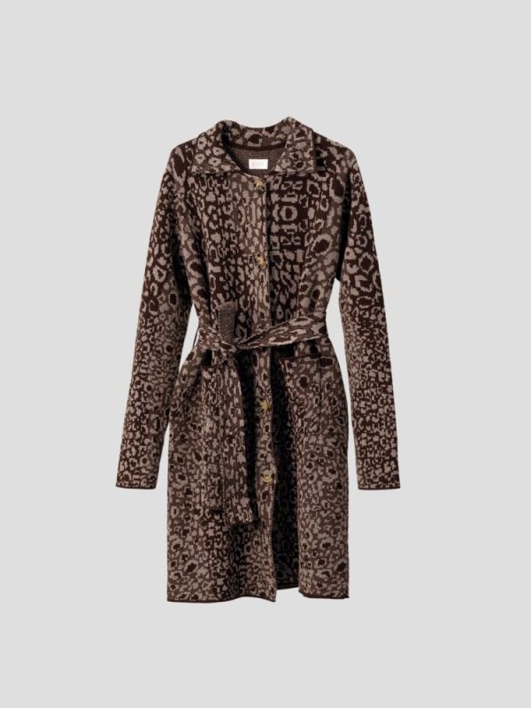 Лиопард хээтэй бүстэй урт кардиган /Leopard mid-long cardigan/ - Image 1
