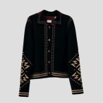 Aztec pattern wool blend cardigan for women - back view | Avant Cashmere