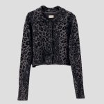 Leopard pattern wool blend cardigan for women - side view | Avant Cashmere