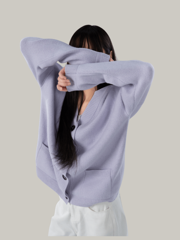 Jacquard wool blend cardigan for women - styled look | Avant Cashmere